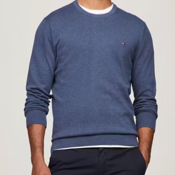 Tommy Hilfiger Men’s Size Medium Blue Crew Neck Sweater New - Picture 1 of 13